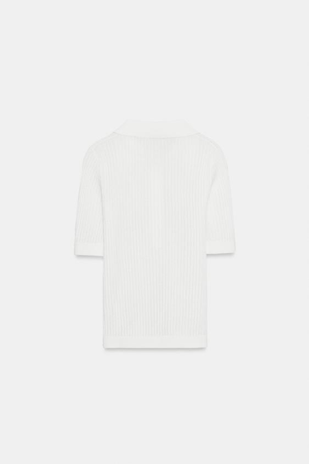 ZARA ПОЛУПРОЗРАЧНОЕ ПОЛО В РУБЧИК, БЕЛЫЙ