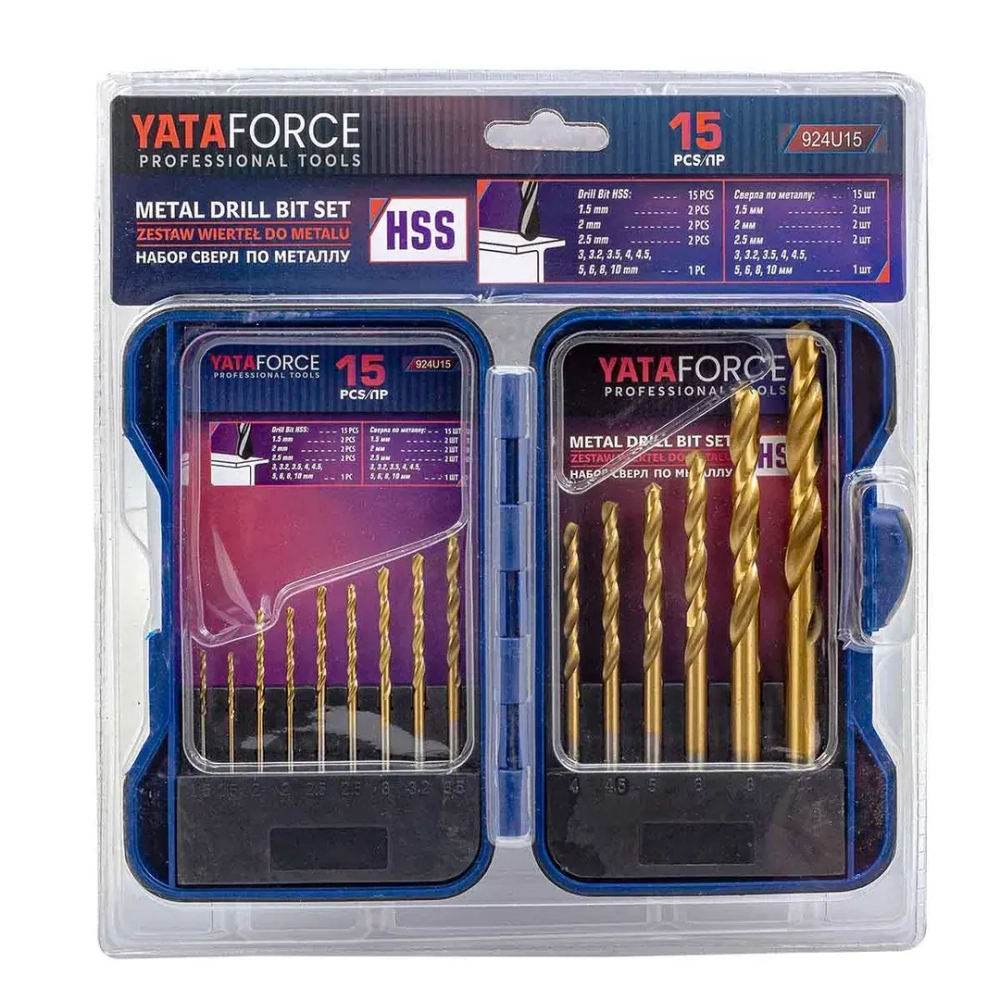 Сверла по металлу, набор 15пр. YATAFORCE YF-924U15