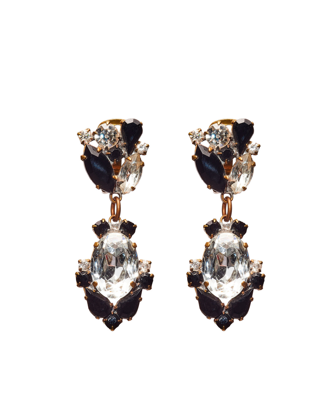 Серьги- клипсы винтажные, Чехия, черные