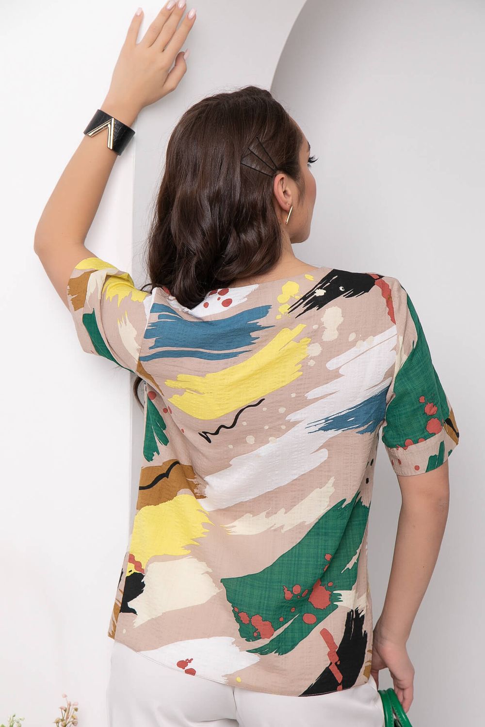 Блуза "Николь" (абстракция/беж) Б5772 LT Collection (Акция)