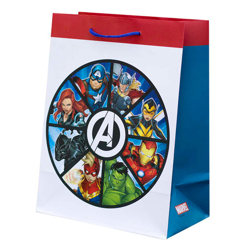 Бумажный пакет "Мстители вместе", 17,8*22,9*9,8 см