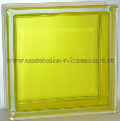 Стеклоблок желтый гладкий окрашенный изнутри  Vitrablok  19x19x8