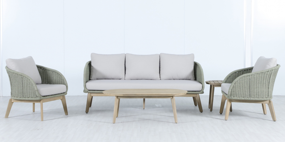 Комплект плетеной лаунж-мебели на 5 персон Tagliamento Madrague, светлый тик, бежевый