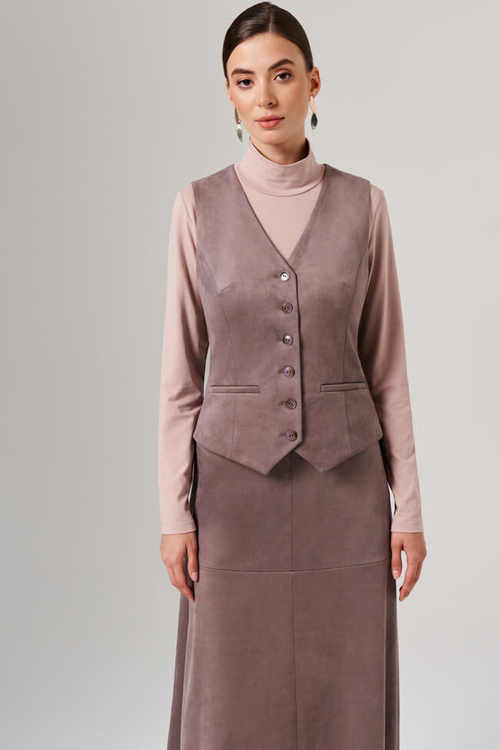 1887 Жилет женский (серо-розовый)