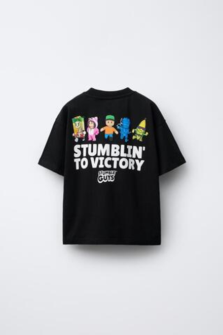 ZARA ФУТБОЛКА С ПРИНТОМ STUMBLE GUYS ™ © SCOPELY, ЧЕРНЫЙ