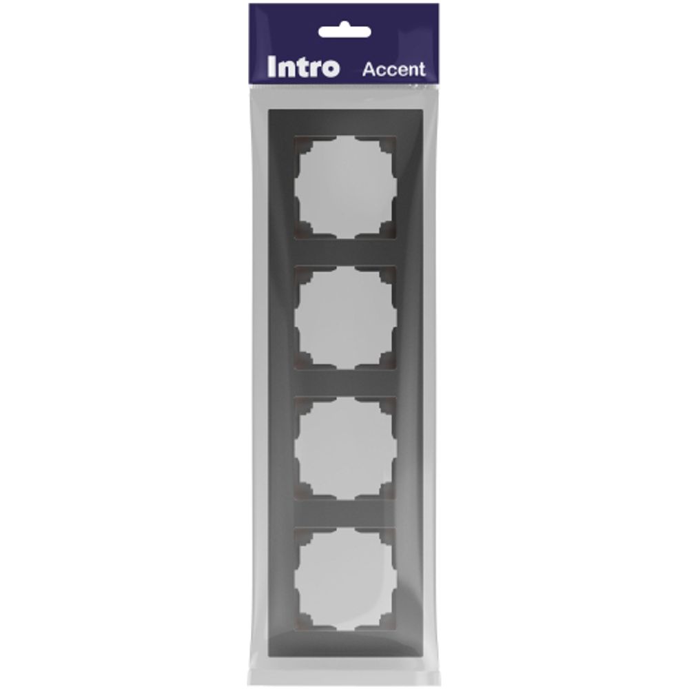 Рамка для розеток и выключателей Intro Accent 6-504-07 на 4 поста, СУ, рафит | Intro