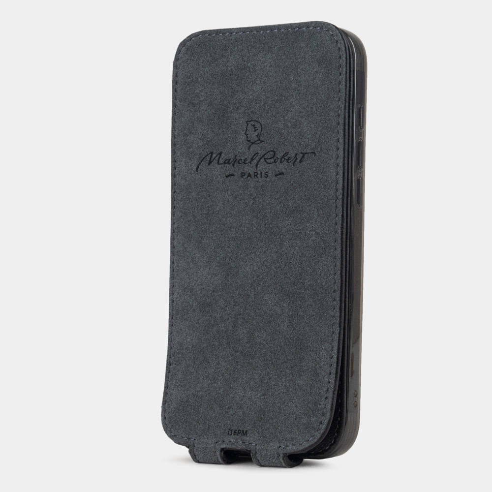 Кожаный чехол для iPhone 16 Pro, теленок черного цвета