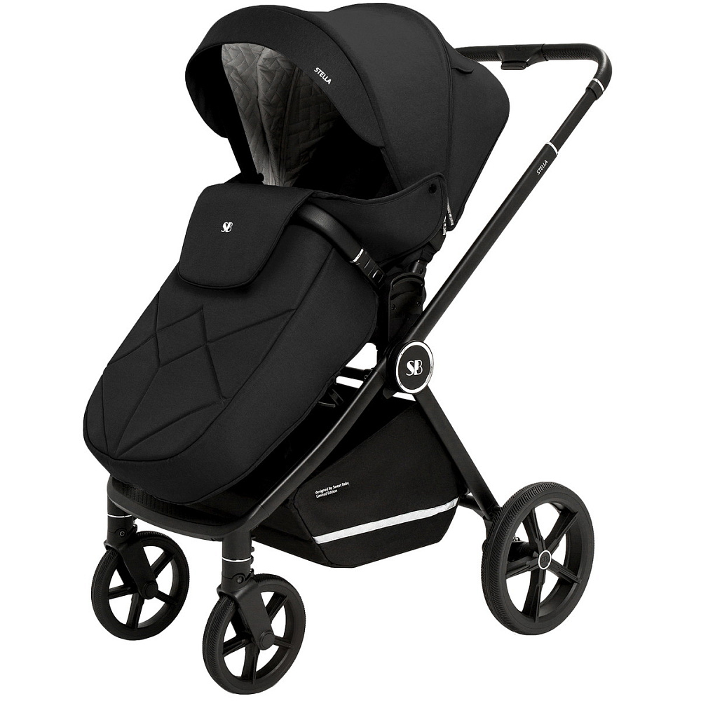 Коляска 4 в 1 Sweet Baby Stella + автокресло Elegante Plus с базой i-Size ISOFIX DK780 Black