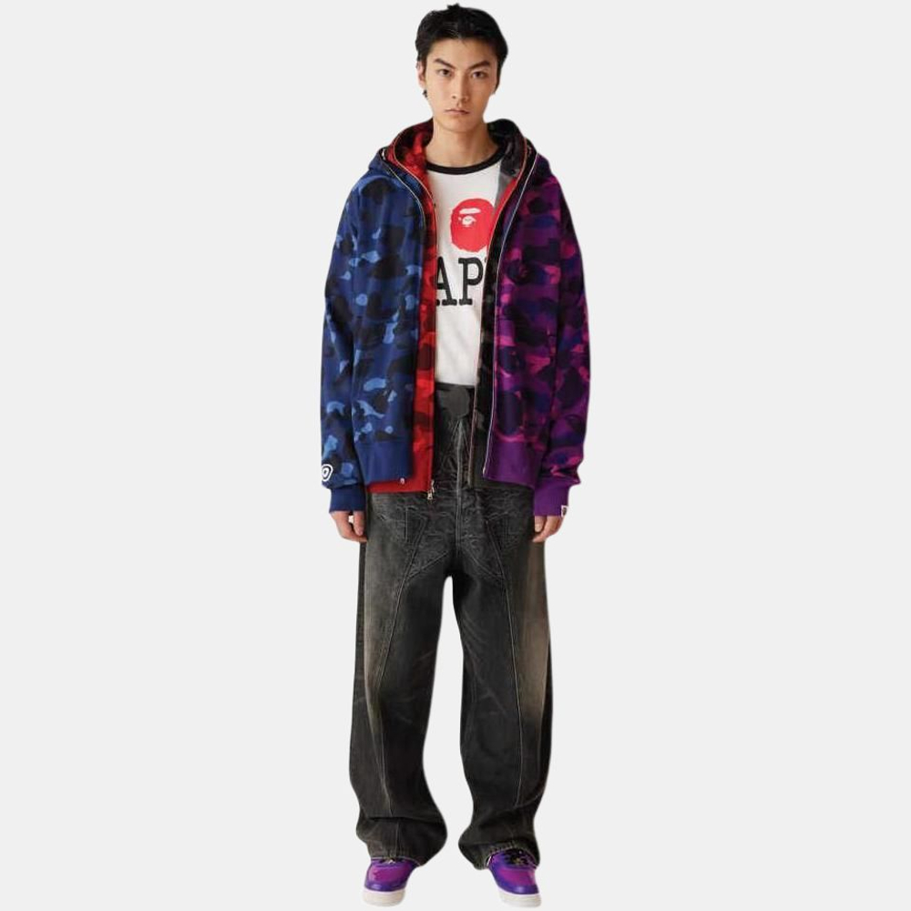 A Bathing Ape Color Camo 1 2 Shark Full Zip Худи синий