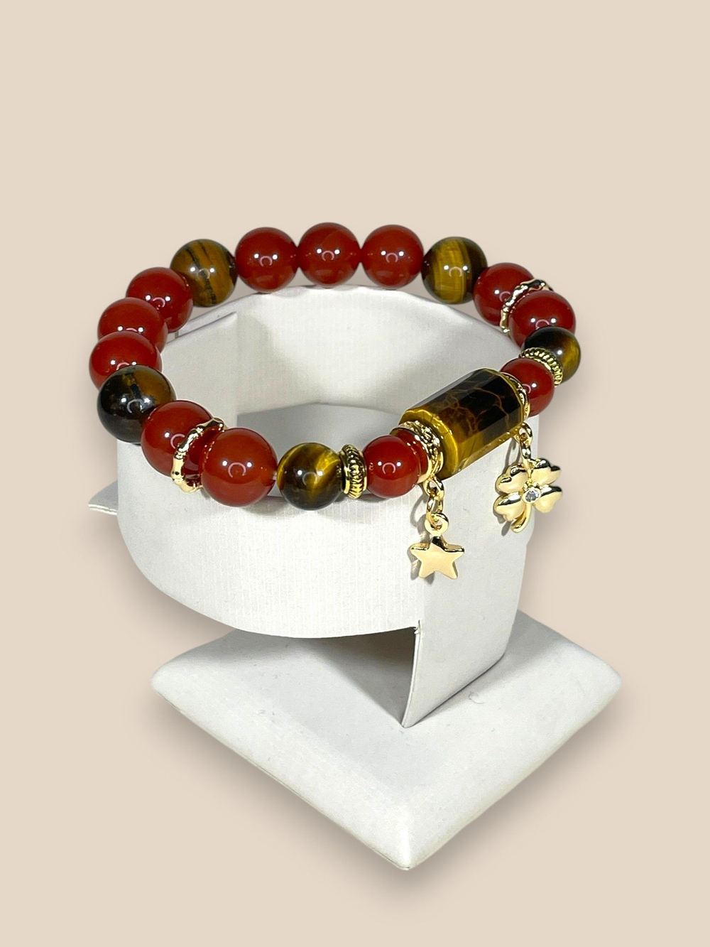 Браслет для Львов, сердолик и тигровый глаз