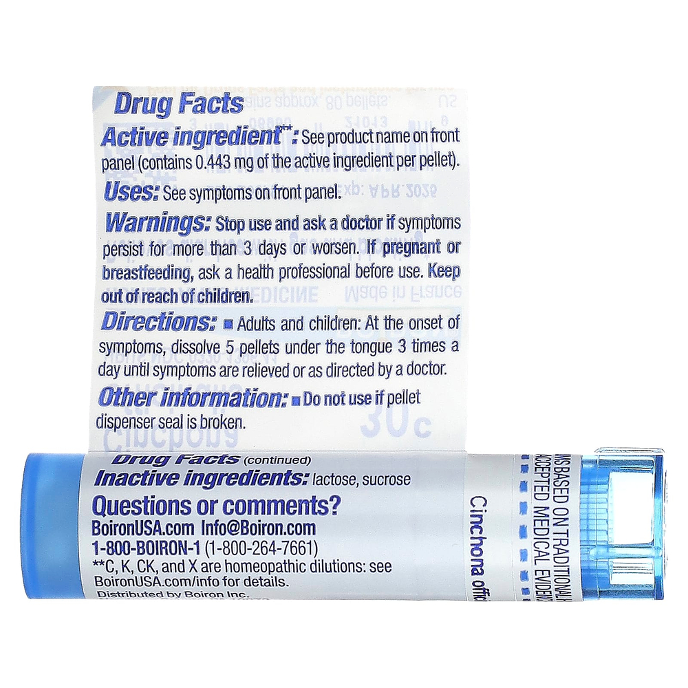 Boiron, Cinchona officinalis, 30C, от диареи, прибл. 80 гранул