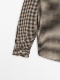 Massimo Dutti Рубашка из 100% хлопкового твила с меланжевым узором, сине-зеленый