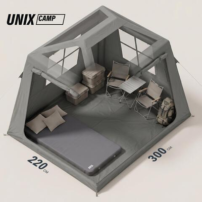 Надувная палатка UNIX Camp Vega 3х2 серый (+ навес)