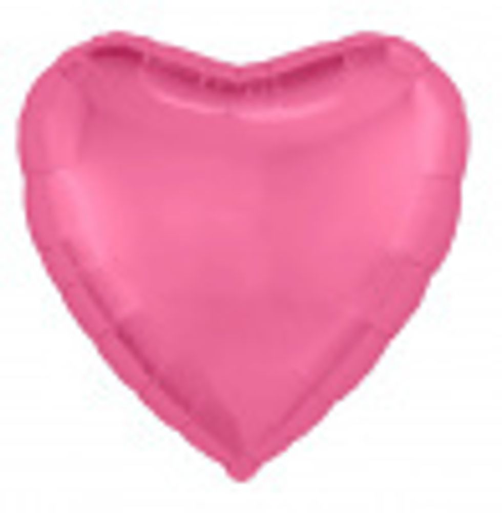 Шар-сердце 18"/46 см, фольга, розовый пион (Agura) (БГ-15)