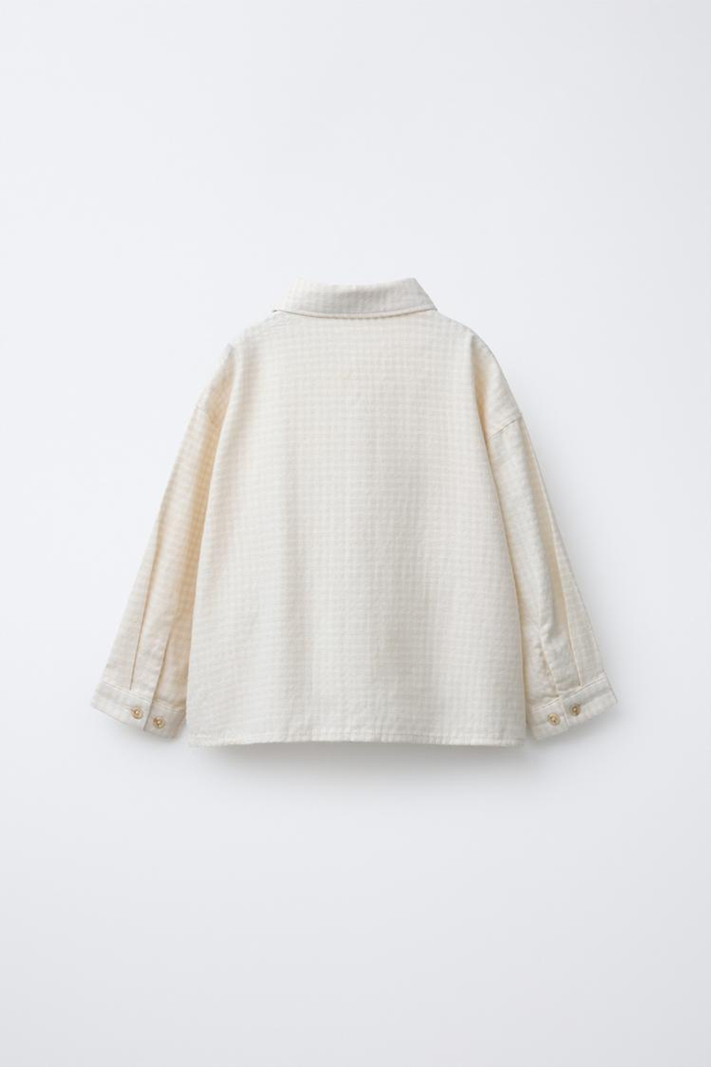 ZARA РУБАШКА В КЛЕТКУ С ВЫШИВКОЙ, ЭКРЮ