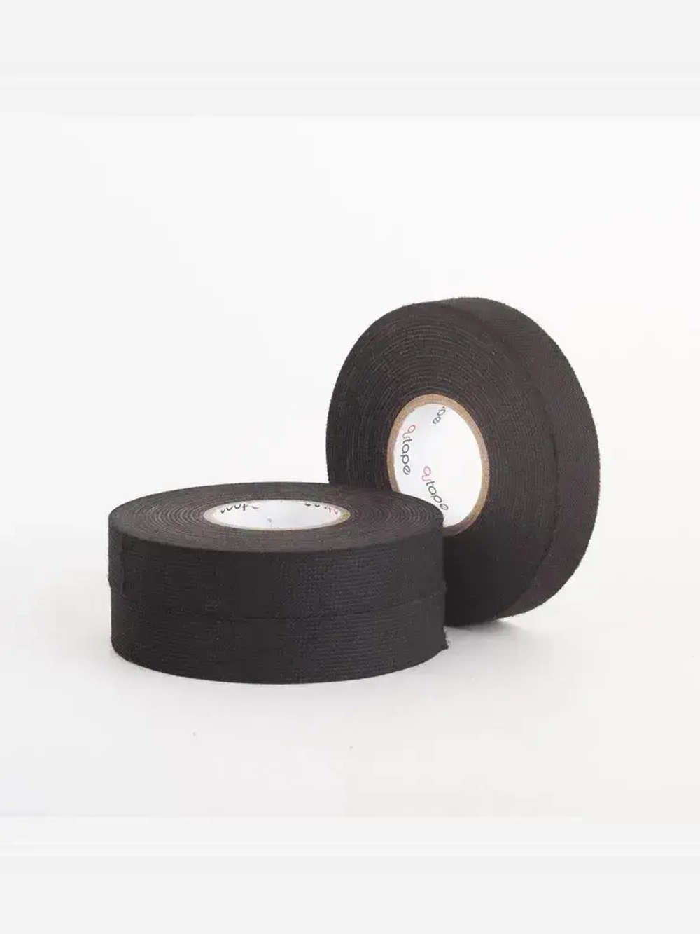 Изолента черная автомобильная тканевая подкапотная лавсан, флисовая для жгутования, набор 3 шт, 19мм х 15м