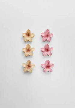 STRADIVARIUS Набор из 6 мини-заколок для волос в виде цветов, экрю