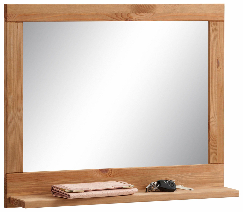 Зеркало настенное 60х50, Джосси, прямоугольное, деревянная рама с полкой, коричневое, Dipriz