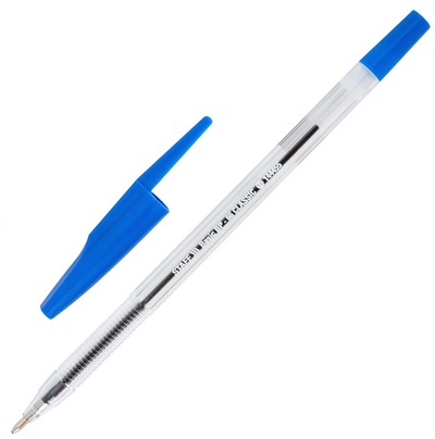Ручка шарик. узел 1мм. линия 0,5мм. "Basic BP-66 classic" синяя, корп.прозрачный (STAFF)