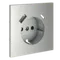 Накладка для розетки с заземлением и защитными шторками, с USB A+C, S70 (сталь) vls001005