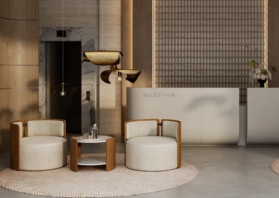 Кресло крутящееся Lagom 800 (молочный букле, натуральный дуб)