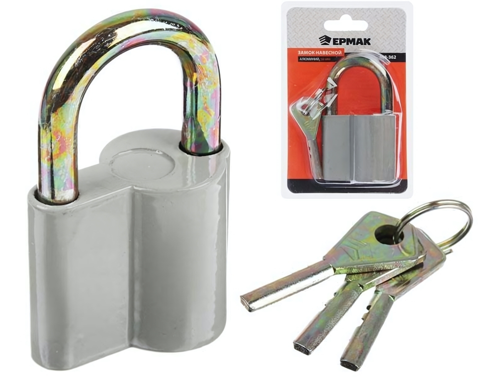 Замок навесной 50мм "Алюминий" ЕРМАК