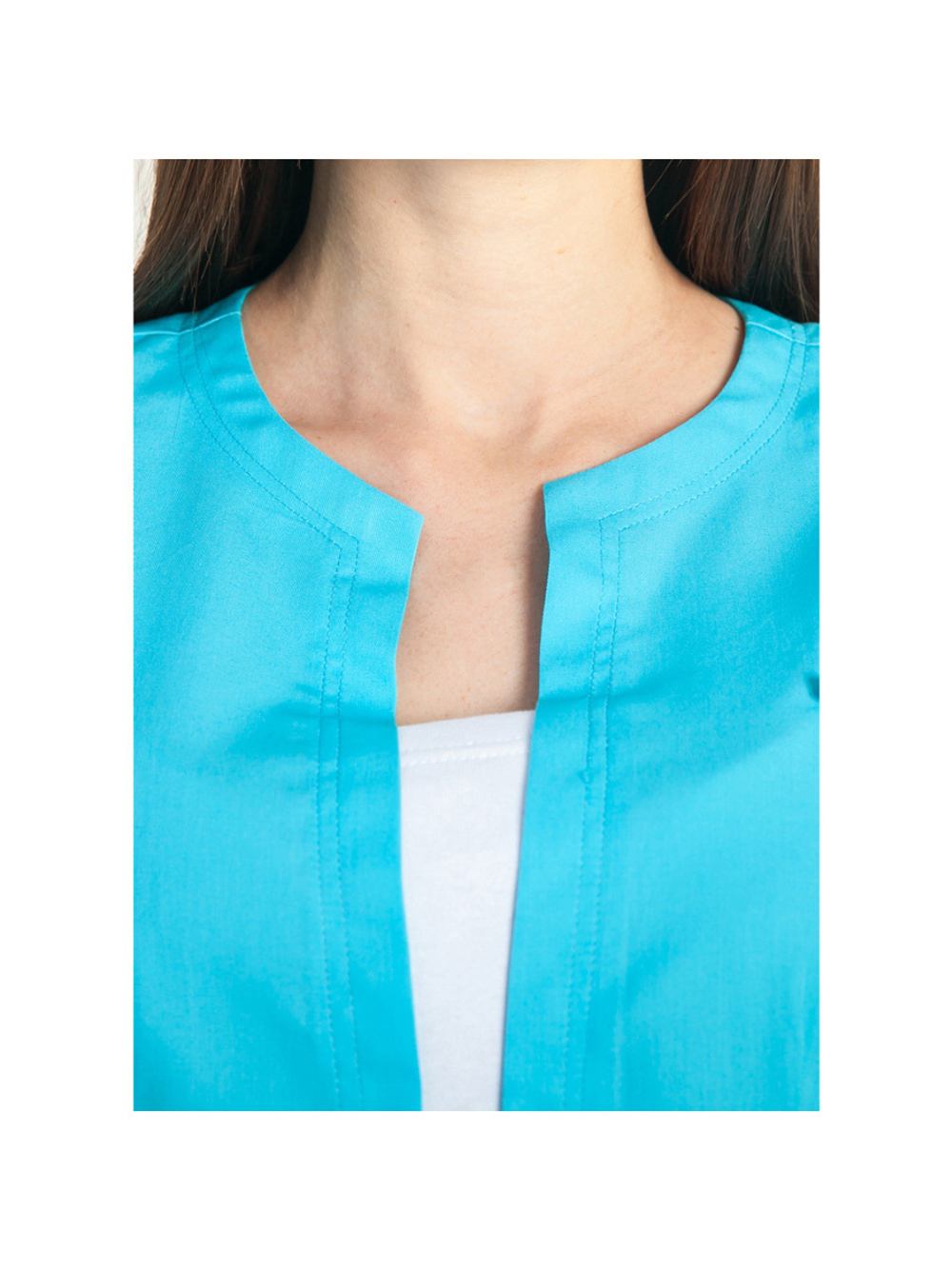Туника медицинская женская White Wears WW125, белый-голубой, 50