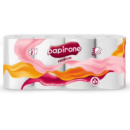 Туалетная бумага Papirone Premium 3 слоя 8 шт