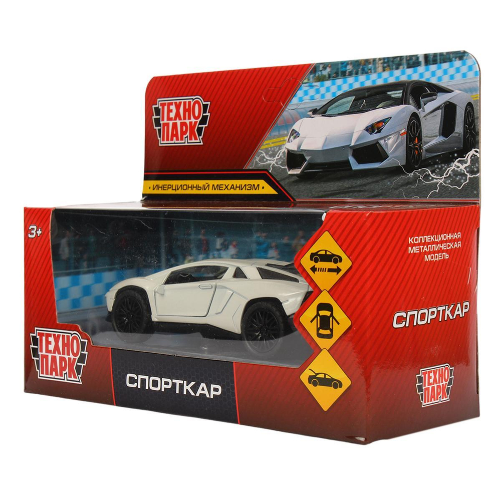 Модель ин. мет. "Спорткар" 12см, двери, багаж. коробка 2210C0139-R1 (240) (Технопарк)