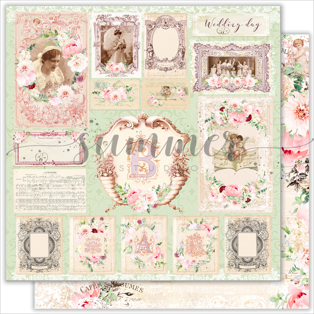 Лист двусторонней бумаги "Wedding cards" SS20122019-5, 190гр, 30,5*30,5см