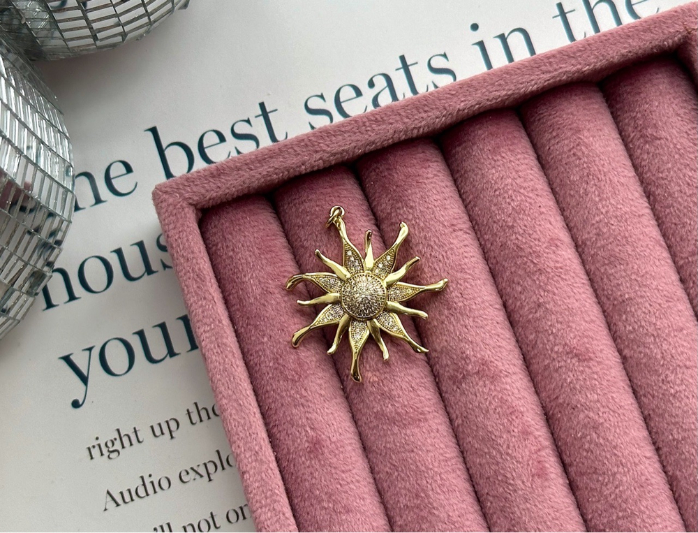 Подвеска "Солнце" 33мм, со стразами