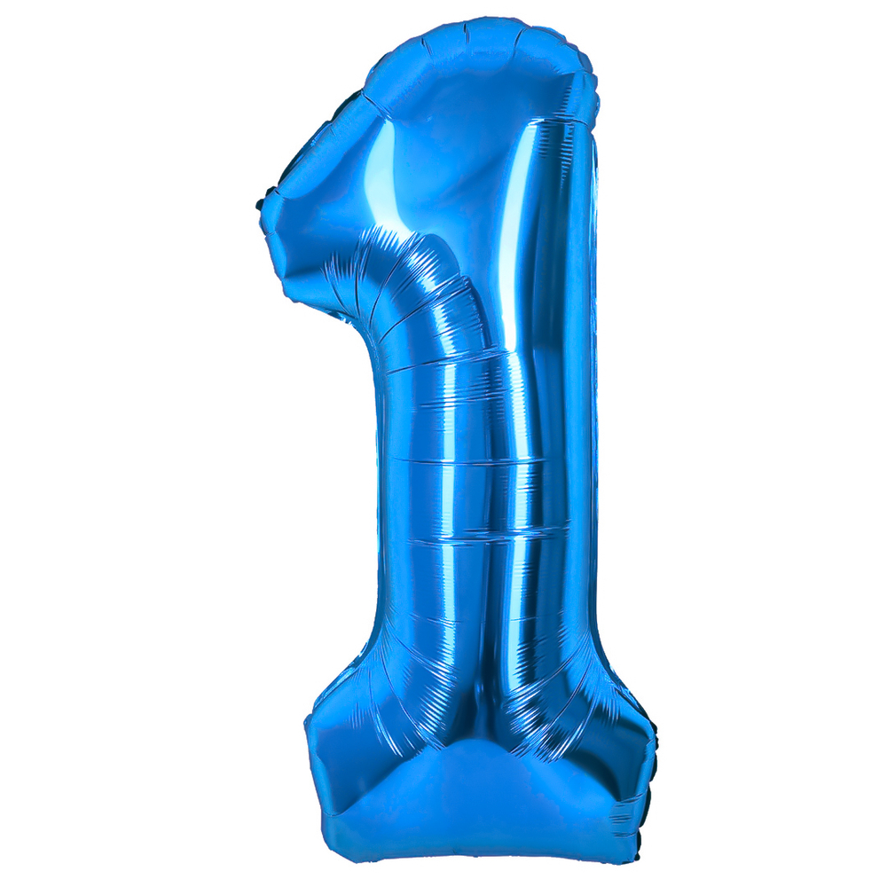 Шар (42"/102 см) Цифра 1 ярко голубой ж 82