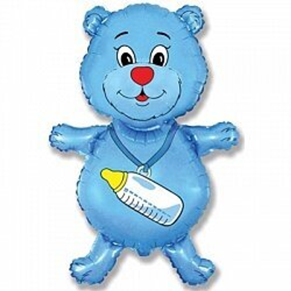 Шар (37""/94 см) Фигура, Медвежонок-мальчик, Голубой, А058