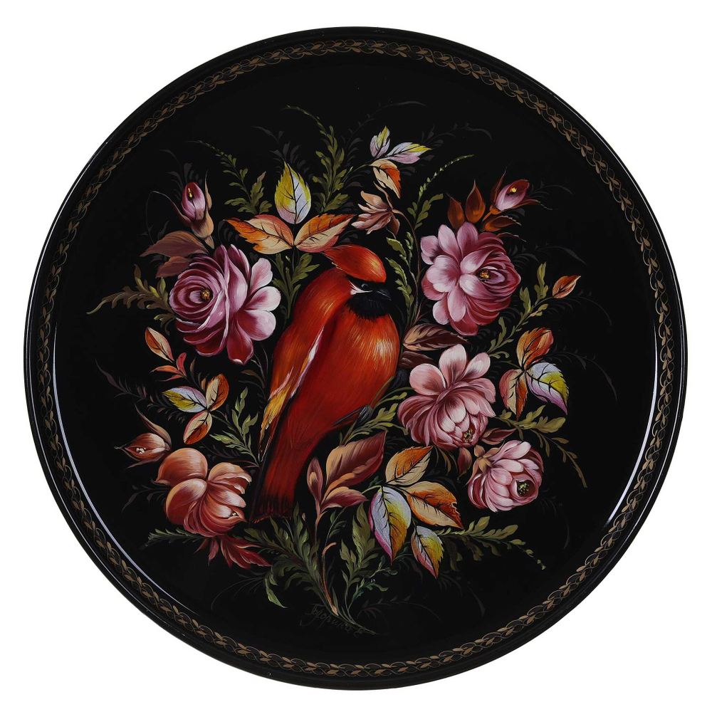 Жостовский поднос декоративный, размер 37 см (A14), металлический