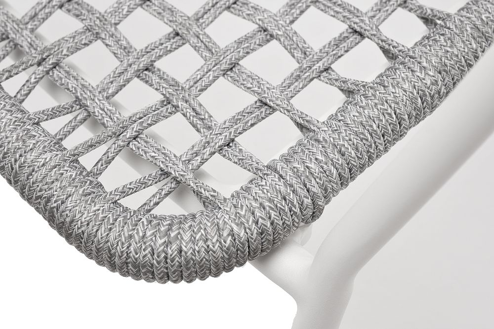 "Тунис" стул плетеный из роупа, каркас алюминий белый, роуп светло-серый