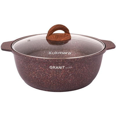 Кастрюля-жаровня 5л диаметром 28см со стекл. крышкой, АП линия «Granit ultra» (red)