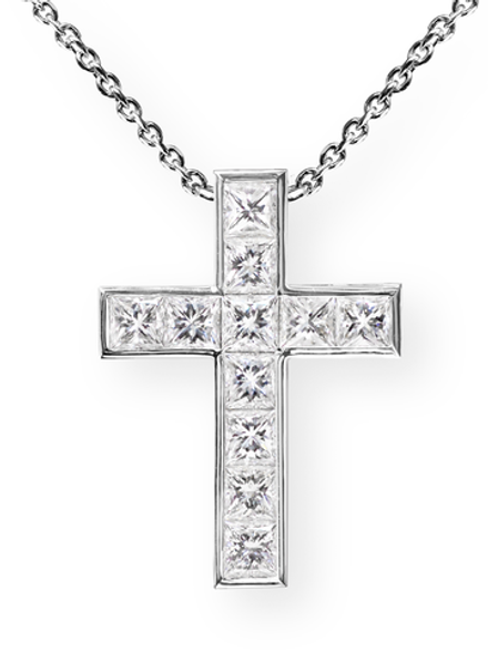 Крест с бриллиантами огранки "принцесса"