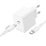 Сетевой адаптер питания BOROFONE BAS13A PD 20W + кабель Type-C-Type-C (белый)