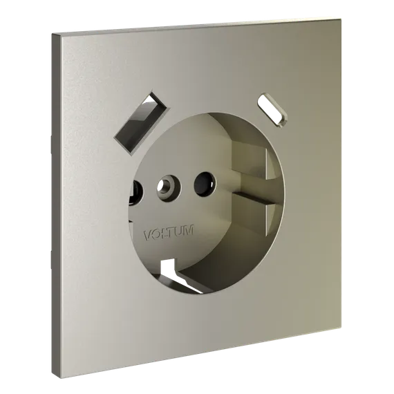 Накладка для розетки с заземлением и защитными шторками, с USB A+C, S70 (шелк) vls001004