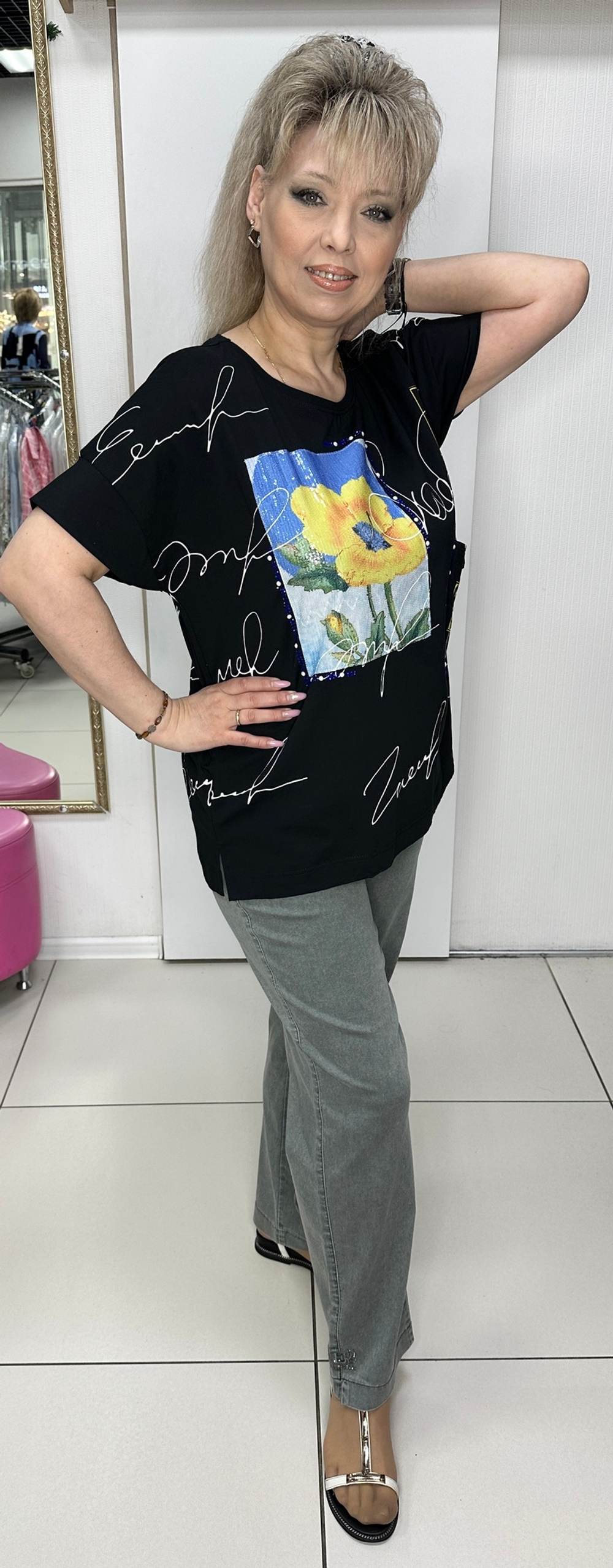 Брюки в оливковом цвете на большие размеры