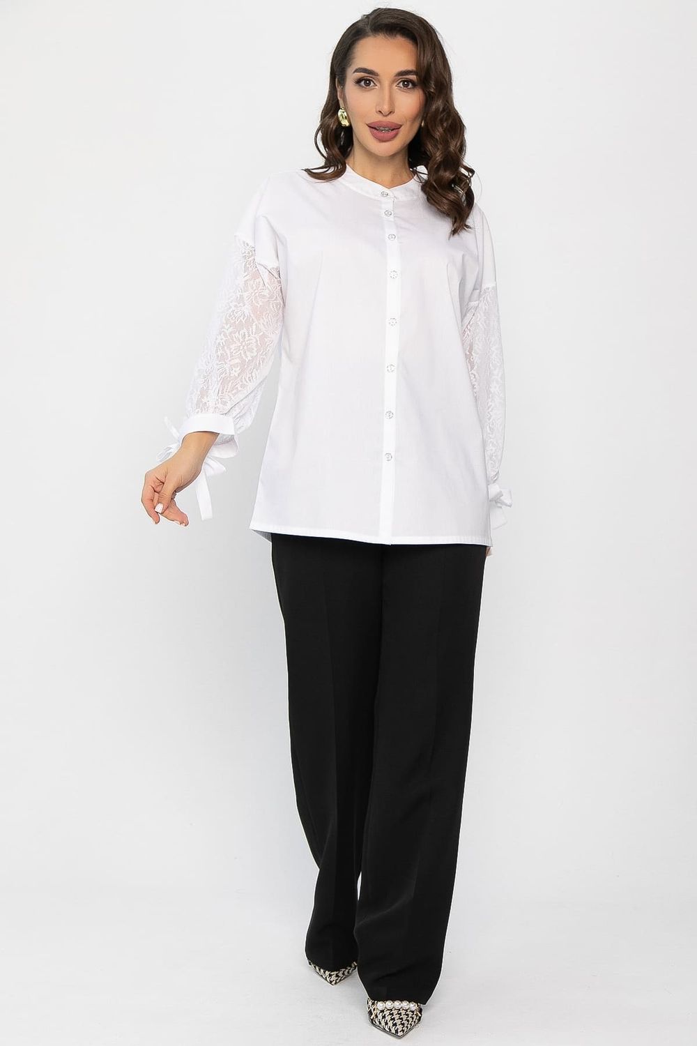 Блуза с завязками Ажур (белая) Б14386-10М LT Collection