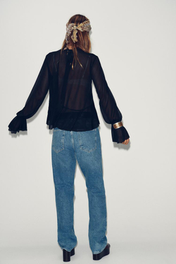 ZARA ЛЕГКИЙ ТОП, ЧЕРНЫЙ