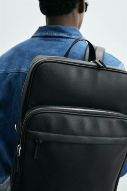 ZARA РЮКЗАК ТЕКСТУРНЫЙ, ЧЕРНЫЙ