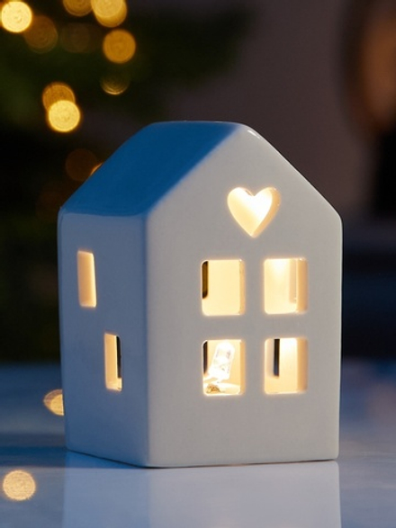 Светодиодная фигура «Дом белый», 8×4.8×5.5 см, 1 LED, керамика, от батареек LR44×3, тёплый белый све
