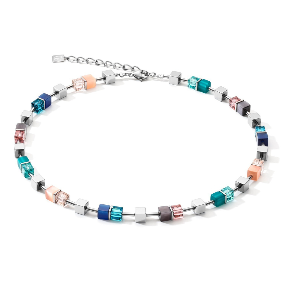 Колье Coeur de Lion Blue-Turquoise-Peach 5022/10-0751 цвет синий, серый, мульти, зеленый