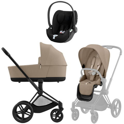 Коляска 3 в 1 Cybex Priam IV Matt Black complete и автокресло Cloud T i-Size Sepia Black Cozy Beige