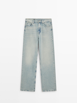 Massimo Dutti Джинсы с высокой талией и широкими штанинами, синий