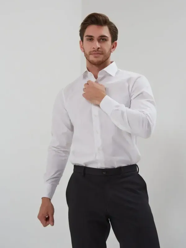 Рубашка приталенная SLIM FIT с длинным рукавом, белая