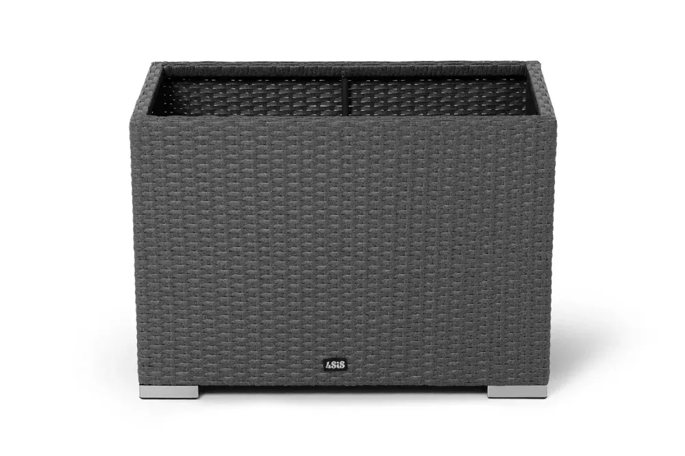 "Лунго" кашпо для цветов большое плетеное из искусственного ротанга, цвет графит