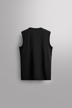 ZARA БАЗОВАЯ ТЕХНИЧЕСКАЯ ФУТБОЛКА-МАЙКА, ЧЕРНЫЙ